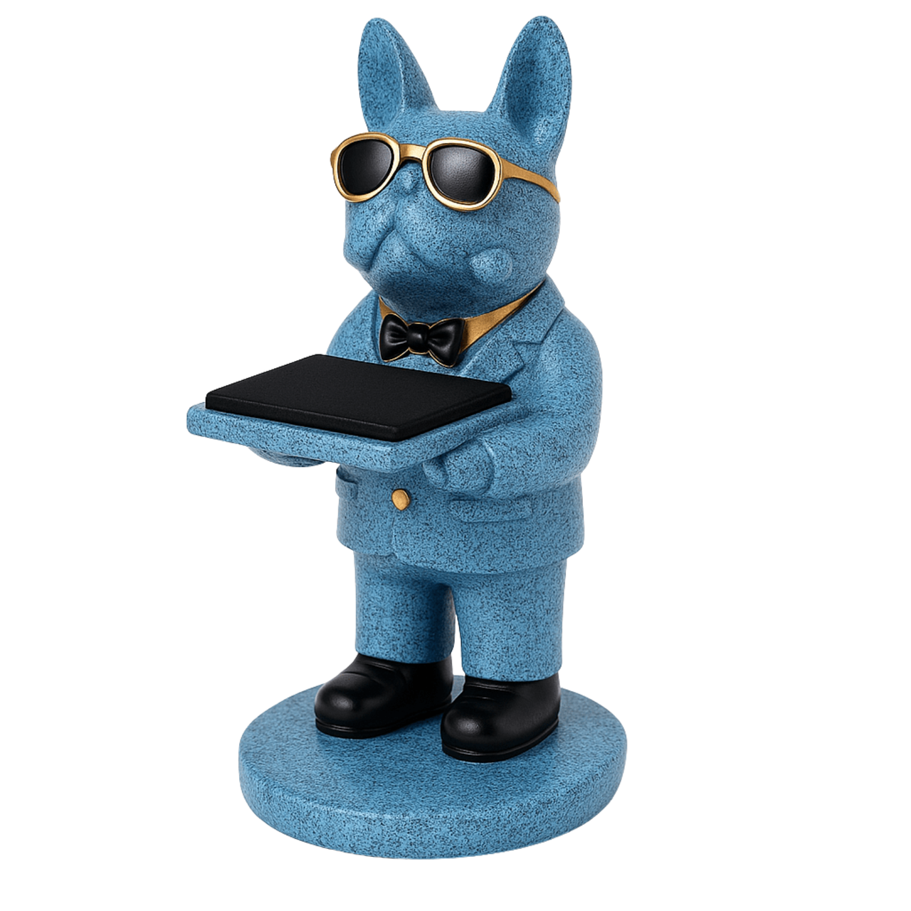Figurine bleue support montre, rangement bijoux et accessoires