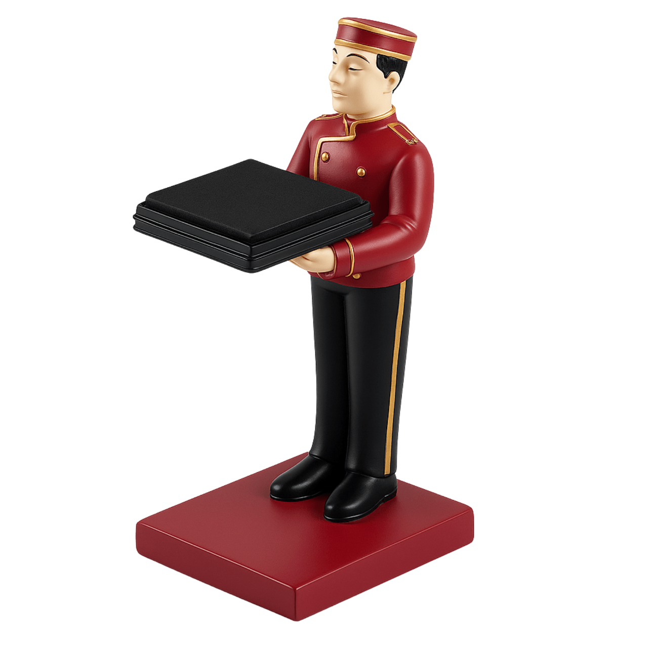 Figurine personnage rouge support montre, accessoire design unique