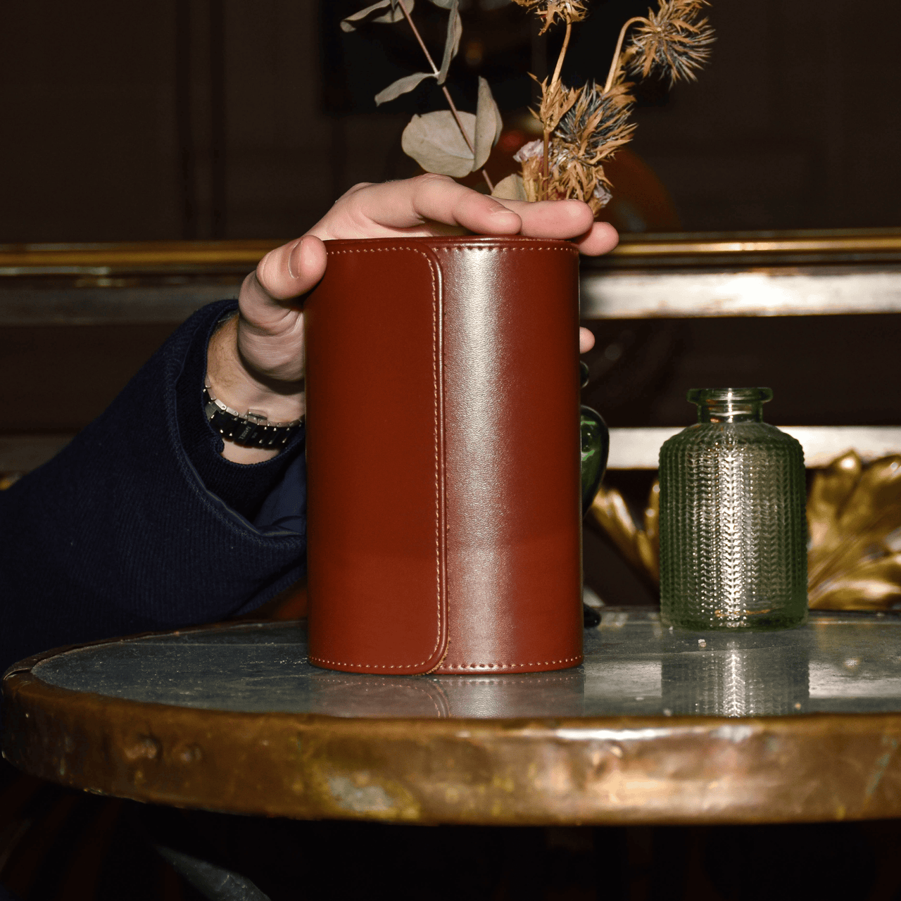 Duo Protect – Écrin Compact Marron pour Garde - Temps en Simili Cuir - Coffret à montres | Le Coffret à Montres