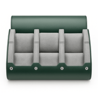 Thumbnail for Étui 6 montres cuir vert, doublure douce, fermeture à boutons