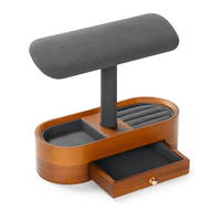 Thumbnail for Porte-montres en bois et cuir, support T-bar, rangement élégant