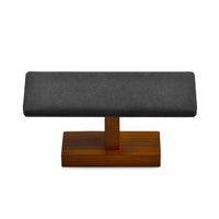Thumbnail for Présentoir montres homme femme, cuir gris, socle bois stable
