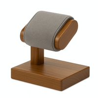 Thumbnail for Présentoir montre bois et velours gris, exposition chic et moderne